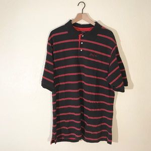 Sean John Black Red Striped Short Sleeve Polo